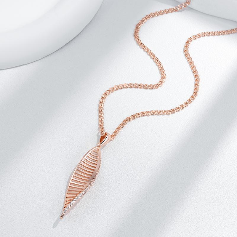 Kienl   Rose Gold Color Long Pendant Necklace For Women Crystal Flower Natural Zircon Accessories Daily Vintage Jewelry