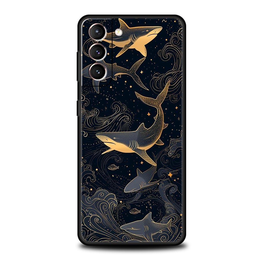 Phone Case For Samsung Galaxy S25 Edge S24 S23 S22 S21 Ultra S20 FE 5G S10 S10E S9 Plus Soft TPU Cover Shark