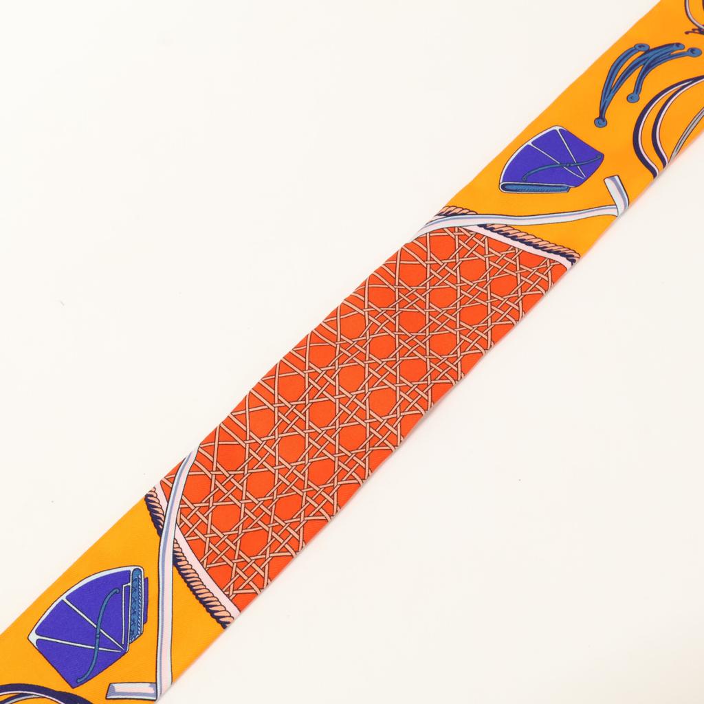 HERMES H063156S Les Voitures a Transformation Folding Canopy Horse-Drawn Carriage Silk Twilly scarf Orange seriesUsed