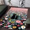 Multiple sizes two black cats in vibrant wildflowers Print Carpet for Living Room Bedroom Sofa Home Decor Non-slip Mat Gift