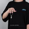 Luxury Titanium Lightning Necklace - Hip-Hop Style with Non-Fading Diamond Pendant for Men and Women