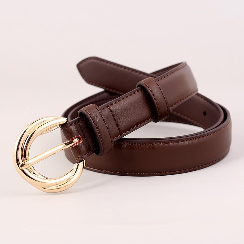 

Minimalist Leather Belt For Ladies With Alloy Pin Buckle Versatile Fashion Essential кавовий