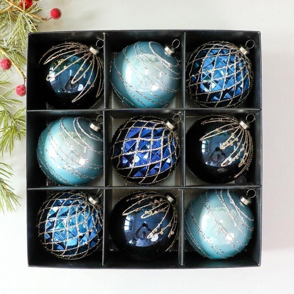 9Pcs 8cm Christmas Balls Shatterproof Decorative Christmas Hanging Pendants Plastic Irregular-Shaped Christmas Spheres