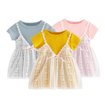 Girls Short-sleeved Dress Lace Princess Dress Child Skirt Baby Girl Summer Skirt