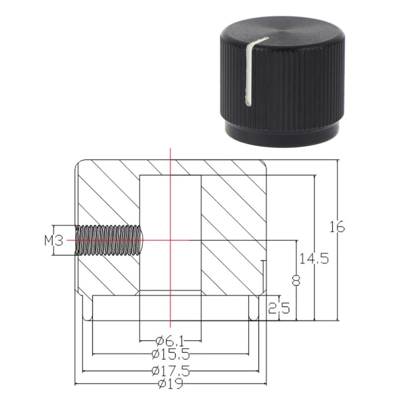 1/2Pcs Aluminum Half-Shaft Type Flat Top Adjustment Knob For Electric Bass 16Mm*19Mm*6.0Mm