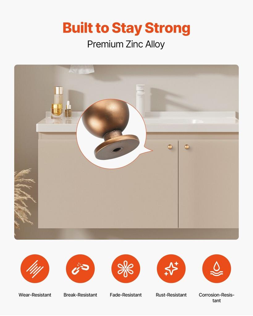 Cabinet Knobs, 12 Pack, 25 Mm Zinc Alloy Drawer Pulls Door Handles, Round Kitchen Dresser Solid Knobs Cupboard Hardware with Screws for Bathroom