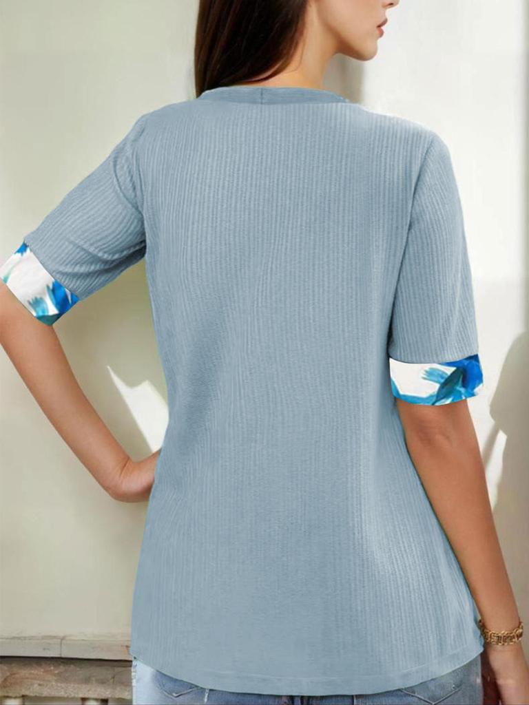 Summer 2024 European American Printed Two-piece Short-sleeved T-shirt for Women