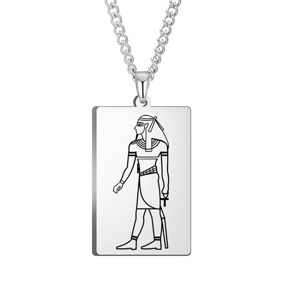 Dawapara Ancient Egyptian Deity Pendant Necklace God Horus Anubis Goddess Isis Amulet Stainless Steel Jewelry