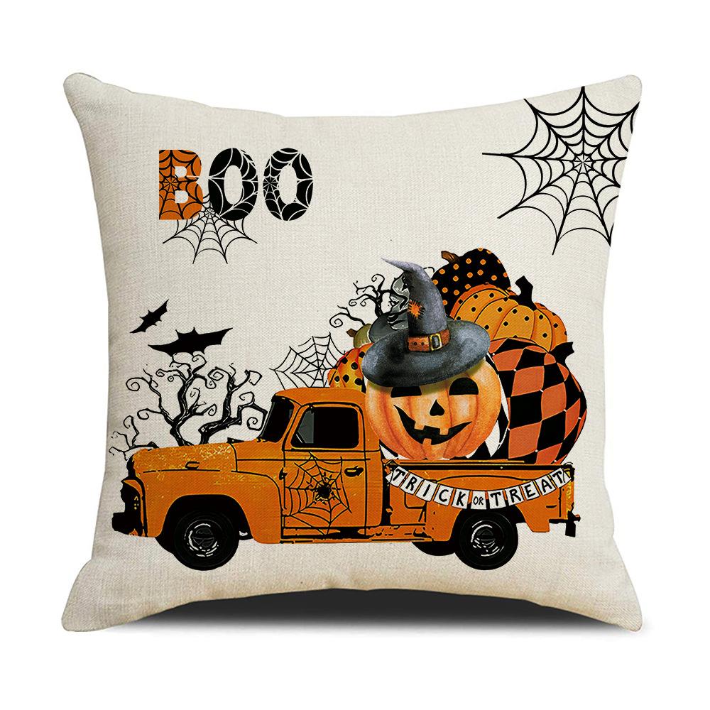 

Европейская и американская черно-белая надпись Хэллоуин льняная наволочка мультяшный забавный фестиваль призраков комбинация диванного гарнитура 45 * 45Cm (without pillow core)