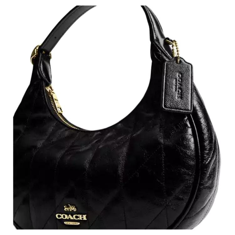 Coach Emily 23 Diamond Pattern Crinkled Leather Crossbody Bag Medium Women Bags Black CDX21-IMBLK