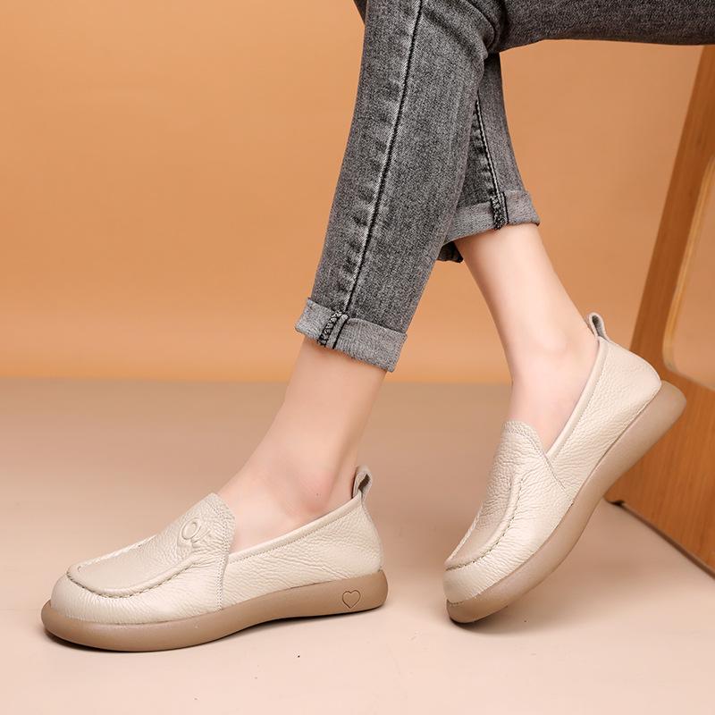 Genuine Leather Women Flats Woman Casual Shoes Loafers Female Slip-on Boat Shoes,Mother's Shoes