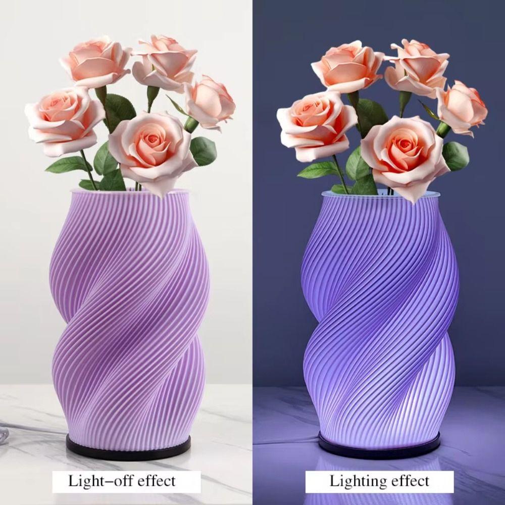 3D Printing LED Desk Lamp Minimalist USB Powered Vase Table Lamp Adjustable Color Temperature Multi-Color Night Light
