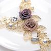 Women Retro Necklace Alloy Hollow Flower Diamond Necklace Stud Earrings Sets