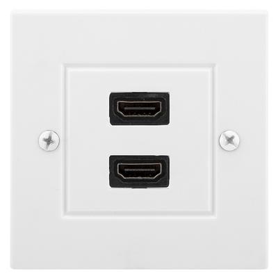 White Dual Port HDMI Wall Plate Panel for Hotel Home Office Building US Standard