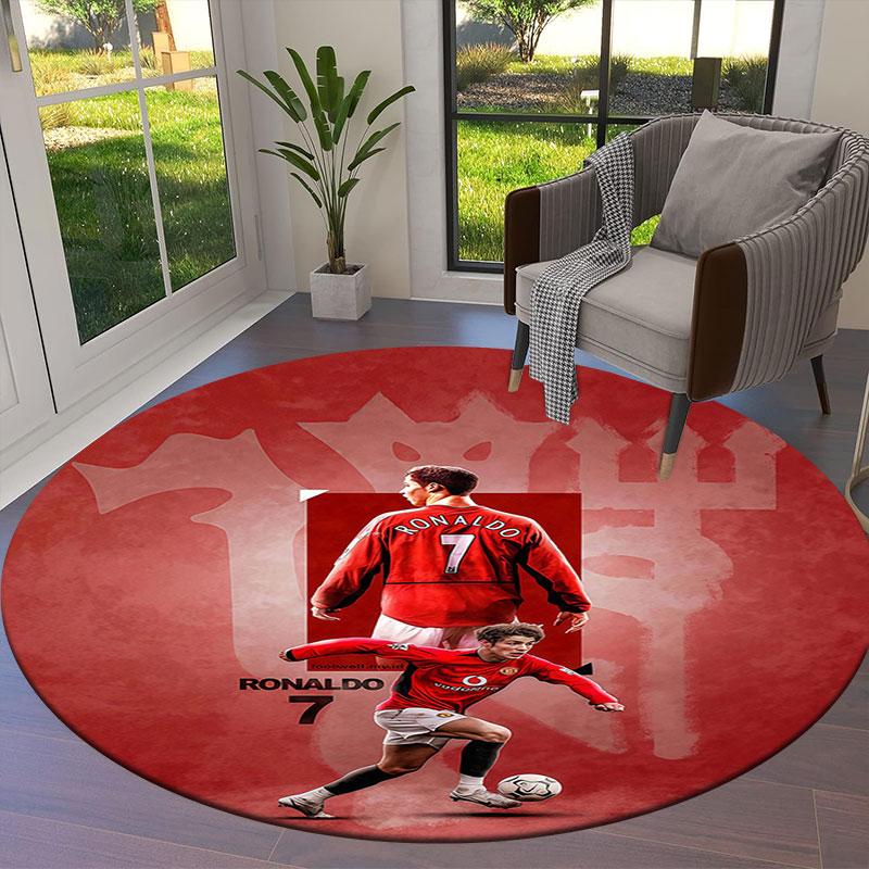 CR7 Runder Teppich, Teppich für Wohnzimmer Schlafzimmer Sofa Spielzimmer Dekoration, Rutschfeste Bodenmatte