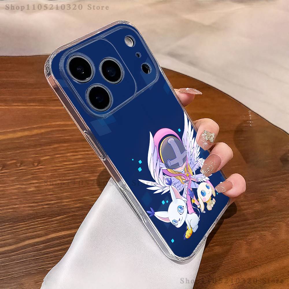 Cute D-Digimon Anime Phone Case For iPhone 17,16,15,14,13,12,11 Pro,Max,Plus,X,XS,XR,SE4,E Mini Transparent Soft Cover