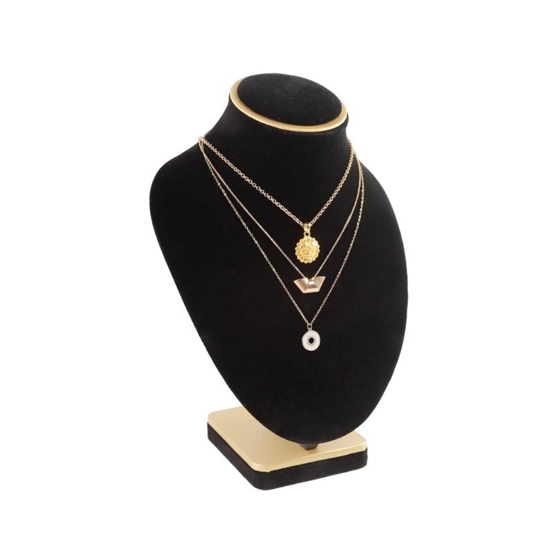 Velvets Mannequin Necklace Holder Jewelry Display Stand For Retail Stores Exhibitions Dust Resistant Easy To Clean