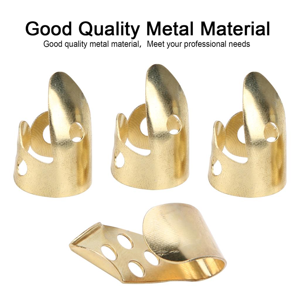 Finger Picks Metal 3Pcs Index Finger 1Pc Thumb Guitar Parts Musical Instrument Accessories(Gold )