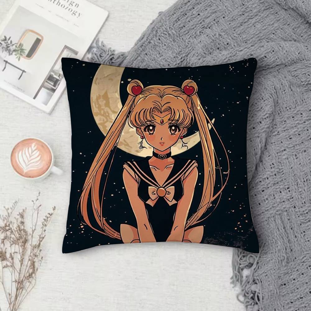 S-Sailor Moon Double-Sided Printed Square Pillow Cover Decorative Cushion Cover For Sofa Bedroom Bedside