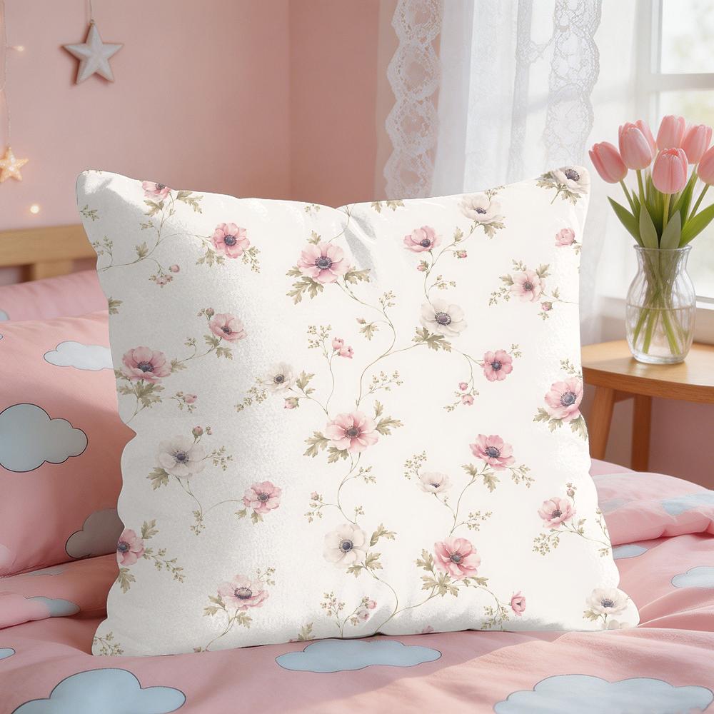 Vintage Wildflowers Girl Art Ins Cushion Cover Silky Short Plush Invisible Zipper Dustproof Sofa Pillow Case For Home Decor