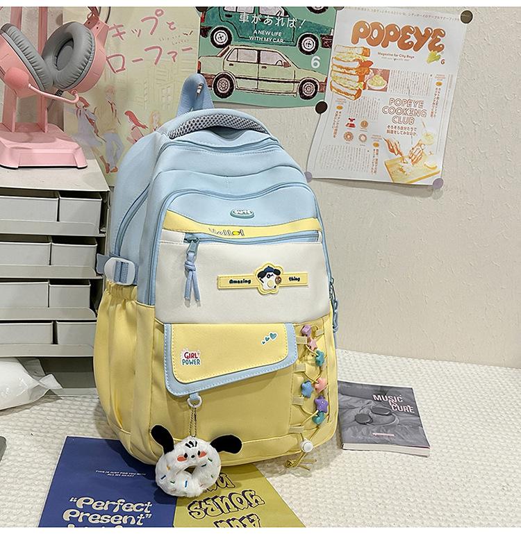 Schoolbag Korean New Contrasting Color Backpack Female Student Schoolbag Large Capacity Cute College Style High Value Casual Backpack