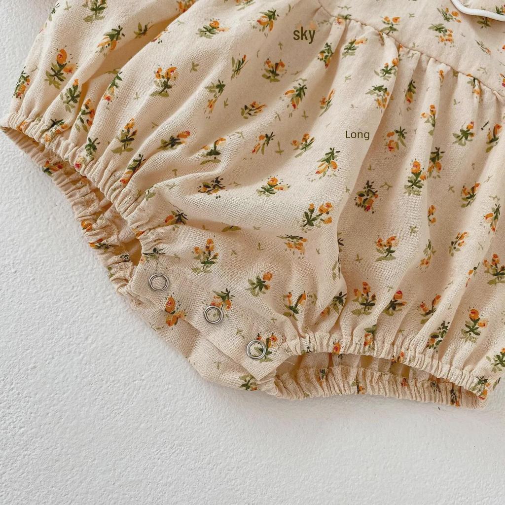 2024 Autumn Baby Girl Floral Doll Collar Long-Sleeve Romper