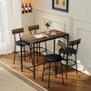 Set Tavolo Alto da Bar a 5 Pezzi con 4 Sedie, Design Industriale, per Cucina, Sala da Pranzo, Legno, Acciaio, Marrone