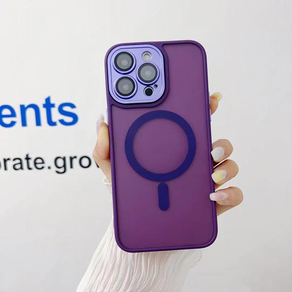 Applicable To Iphone16Pro Mobile Phone Case Matte Magsafe Magnetic Suction 15 Semen Hole with Lens Skin Feeling Protective Cover