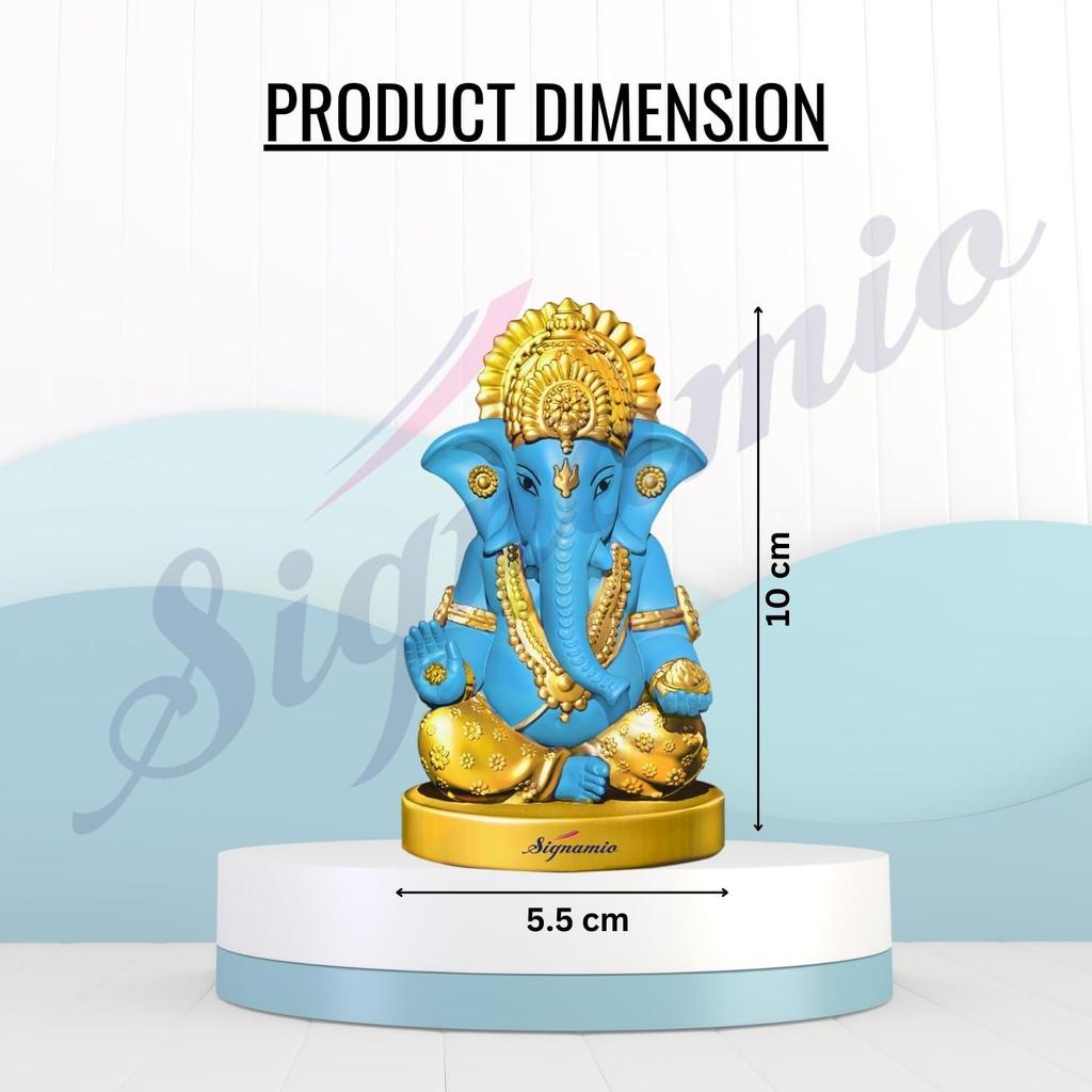 Handcrafted Blue Ganesha Idol for Car Dashboard Item: Ganesh Ji, Ganpati Bappa Murti for Home Decor - Exquisite Car God Idols
