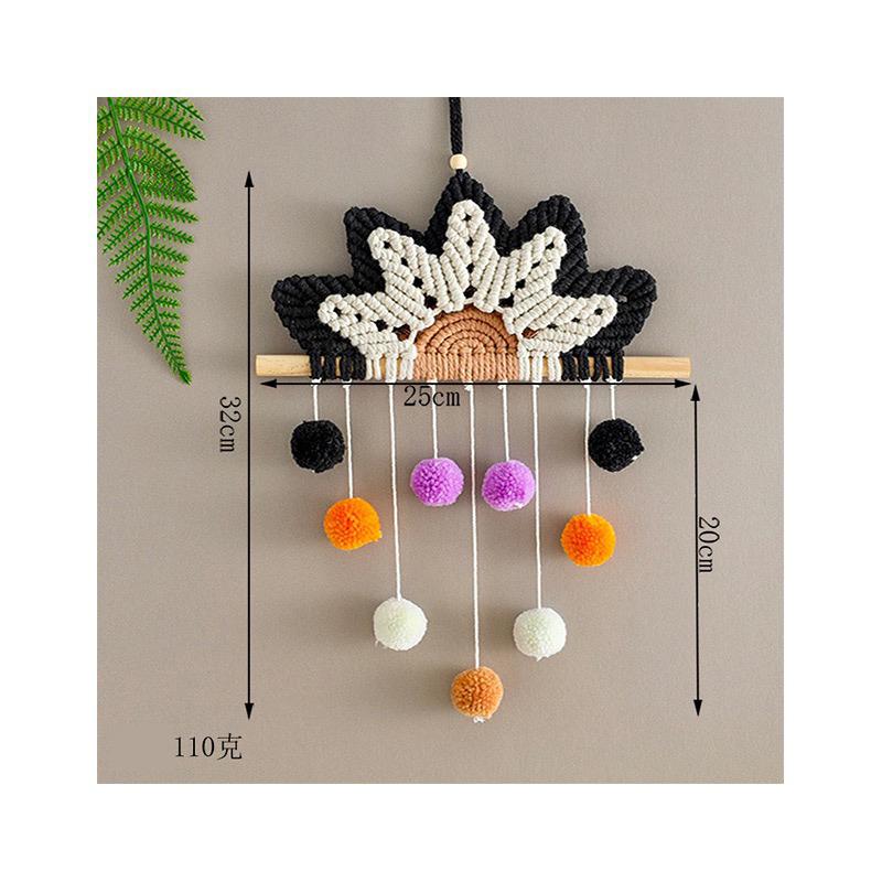 Colorful Pompon Macrame Hanging Decorations Wall Hangings Handmade Ornaments Home Decor Children Bedroom Pendants For Girls Gift