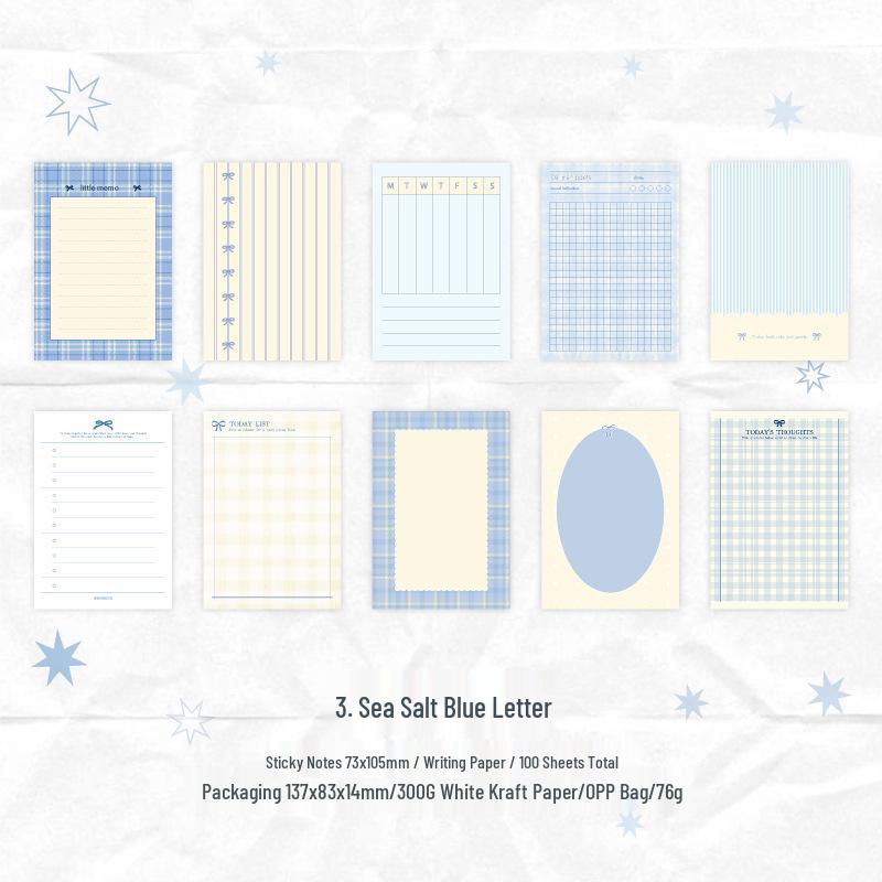 Twilight Weave Sticky Notes: Salt Style, Basic Grid, 100 Sheets, 5 Designs