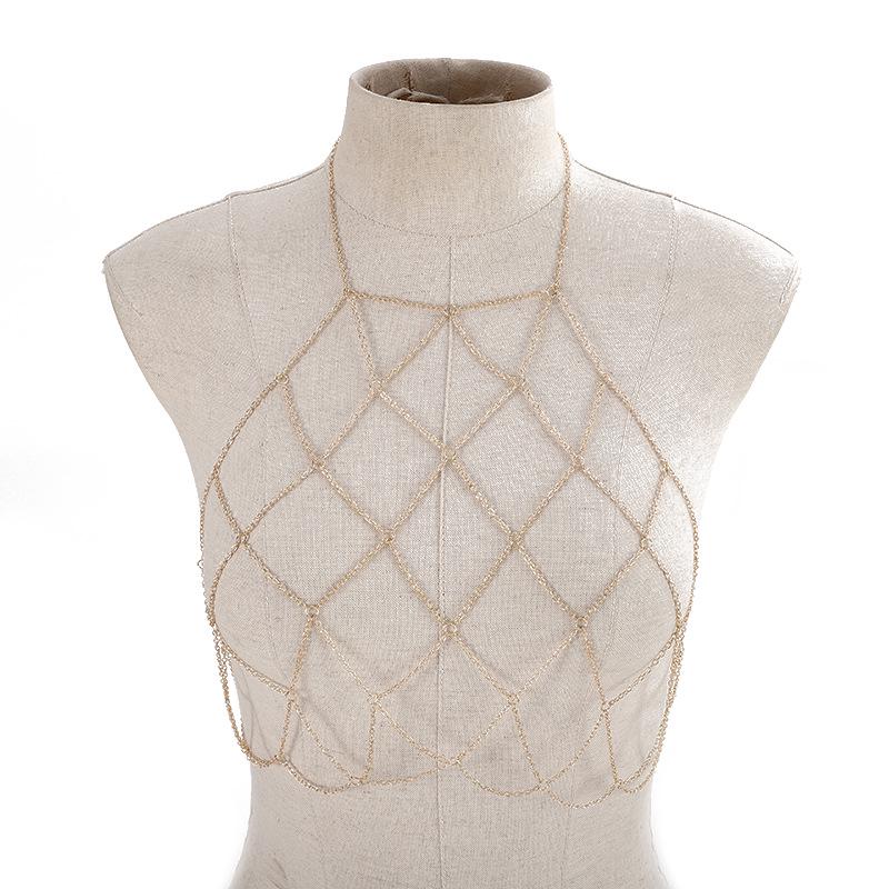 Chaîne de corps géométrique en maille chic pour l'été: Mode de Plage Européenne et Américaine