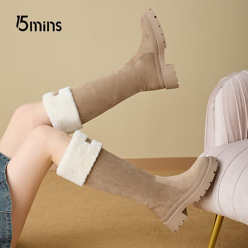 15MINS Women's Winter Plush Tall Boots