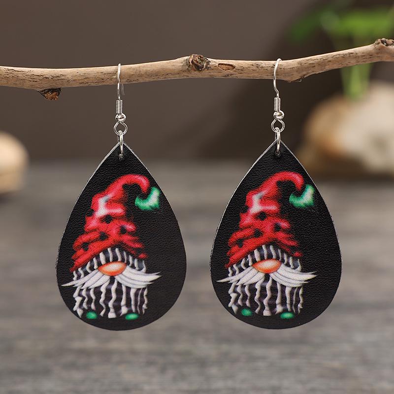 Santa Claus Leather Dangle Earrings - European & American Christmas Jewelry