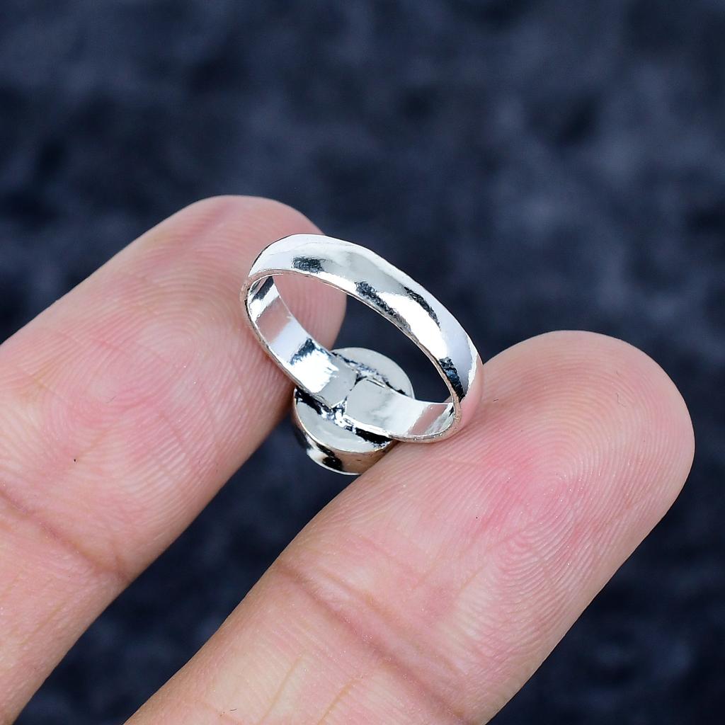 Aqua Chalcedony Gemstone Handmade 925 Sterling Silver Jewelry Ring Size 6 MM-3441