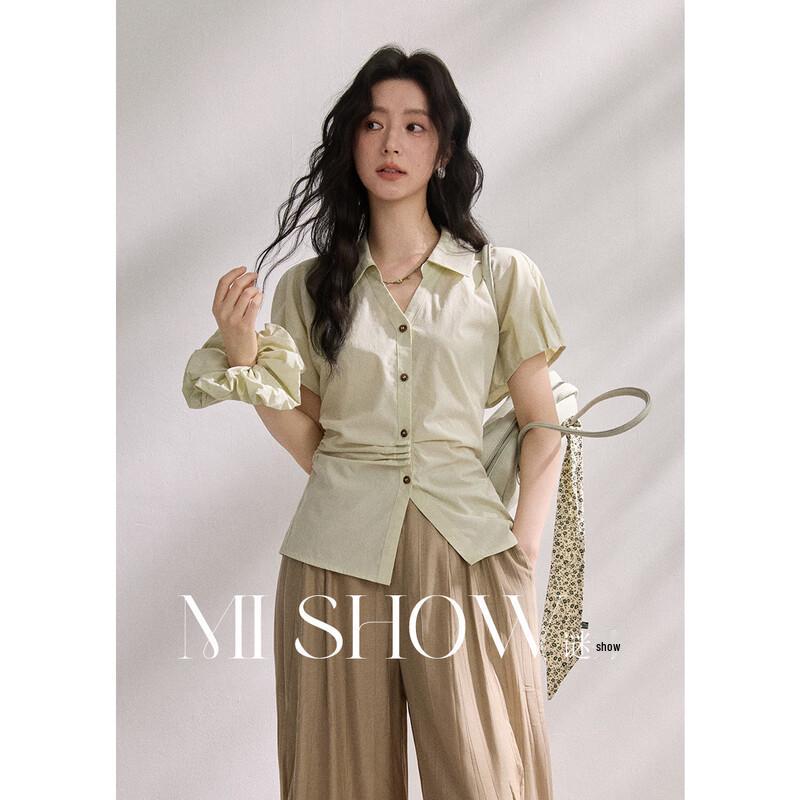 Elegant Tencel Cotton Puff Sleeve Blouse L