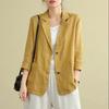 Cotton and Linen Suit Jacket Ladies Spring and Autumn New Literary Plus Size Loose Casual Long Sleeve Small Suit Jacket