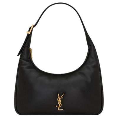Saint Laurent Ysl Calypso Logo Chiusura a Zip Mini Borsa Hobo in Pelle d'Agnello Borse da Donna Nero 791484-AACX7-1000