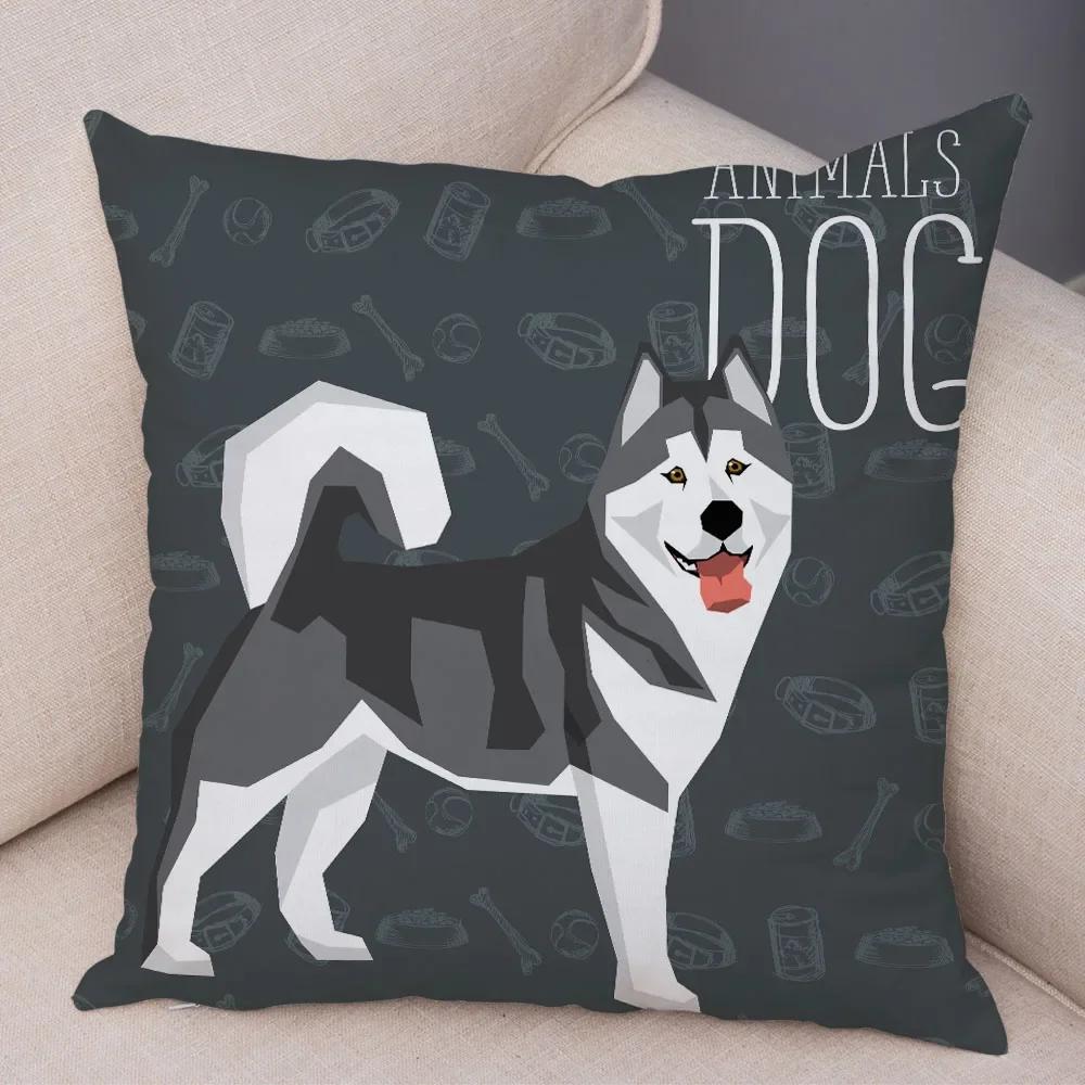 Home Sofa Pillowcase Color Dalmatian Schnauzer Decorative Cushion Cover Cartoon Dog Pet