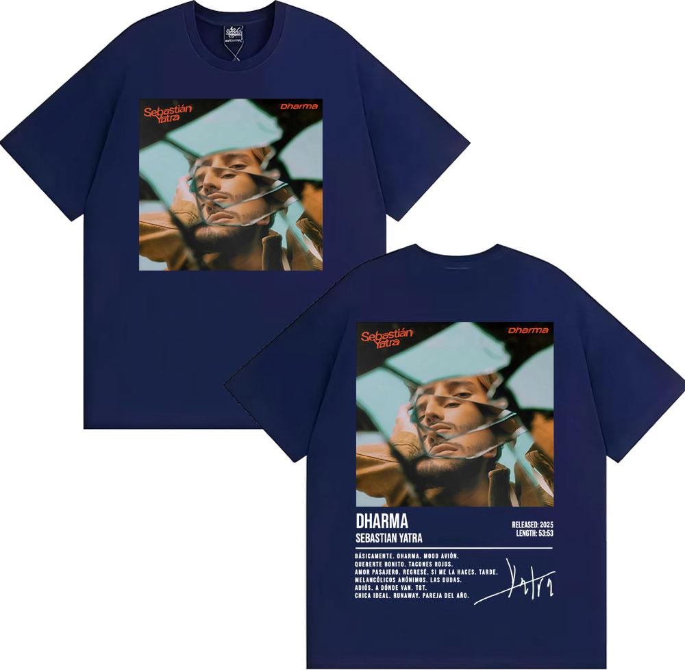 Sebastian Yatra Dharma 2025 Tour Merch T-shirts Men Women Vintage Hip Hop High Street T-shirt Casual O-Neck High Quality T Shirt