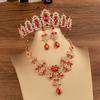 Fashion Crystal Tiaras Crowns Bride Wedding Jewelry Set Rhinestone Crown Necklace Earring For Women Accessories Diadem Headdress