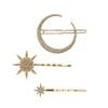 Women Crystal Side Hair Clip Pins Metal Hair Barrettes Girl Hair Accessories Stars Moon Rhinestone Clips Set Star Hairpins