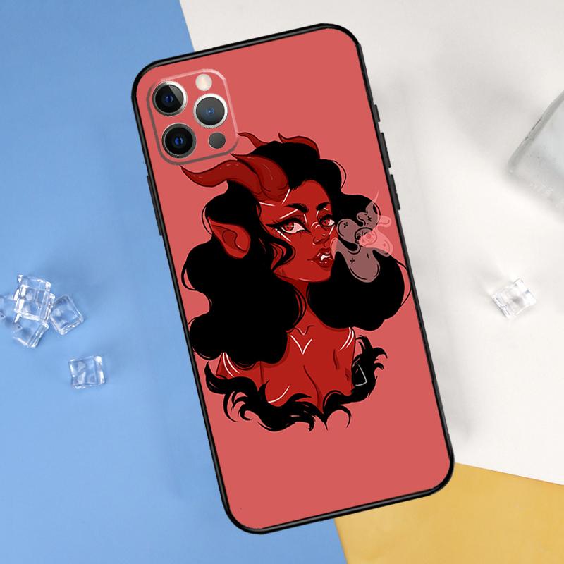 Devil Girl Woman Phone Case For iPhone 16 Pro Max 16e 12 13 Mini 11 14 15 Pro Max XR 15 16 Plus Cover Shell