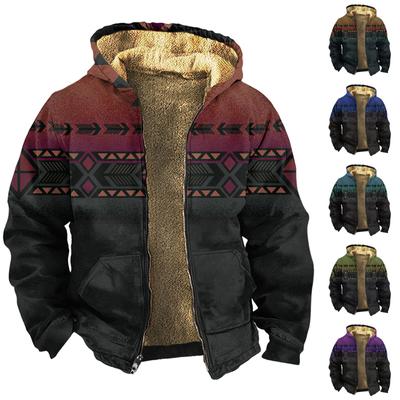 Men'S Winter Zipper Hooded Fleece Sweatshirt With Patch Pocket Casual Jacket