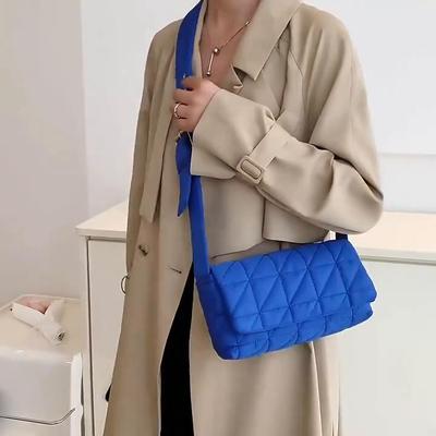 Winter Rhombus Nylon Shoulder Bag Fashion Sapce Cotton Solid Color Flap Down Crossbody Bag CLE