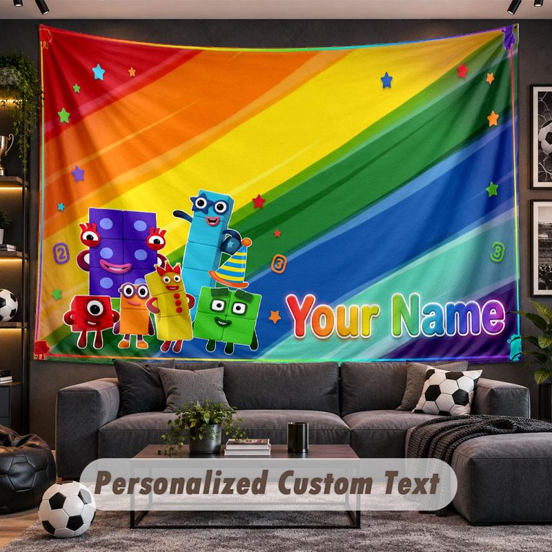Wall Hanging Tapestry Custom NameNumberblocks Pattern Personalized Printed Fabric Wall Decor