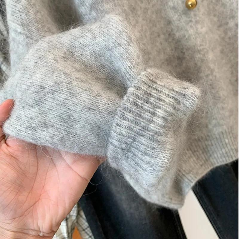 Sweater for Women Pullover V-neck Thickened Warm Knitted Stretchy Long Sleeve Oversize Jumper Sweater Tops