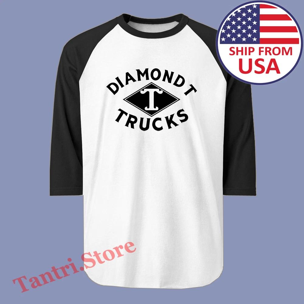 Diamond T Trucks Men s Raglan White Black Size S to 2XL 4XL