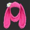 Knitting Balaclava Cap for Women Adult Rabbit Ear Beanie Hat Handmade Face Cover Hat Crochet Hooded Hat for Outdoor Ski