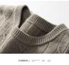 Men's Cashmere Crew Neck Sweater - Thick Cable Knit, Business Casual Loose Fit.